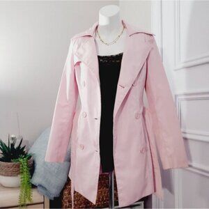 Vintage "Caterina" Satin Pink Tie Waist Trench Coat